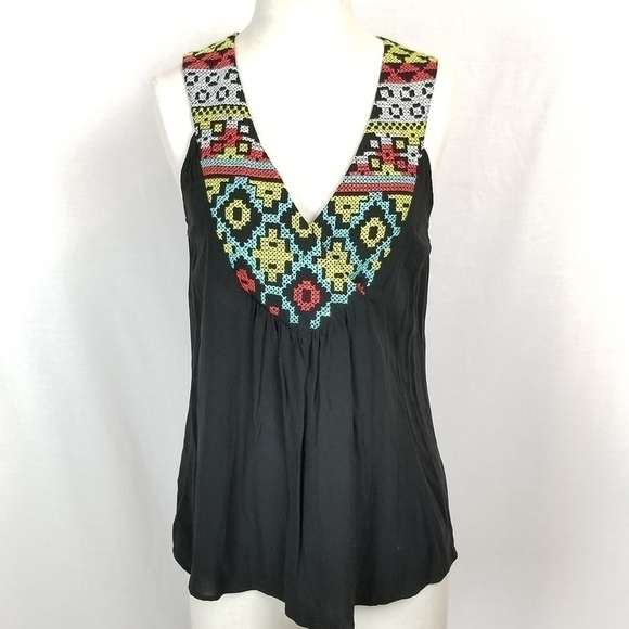 Anthro Lovestitch sz S high-low tank cross stitch - Picture 1 of 8